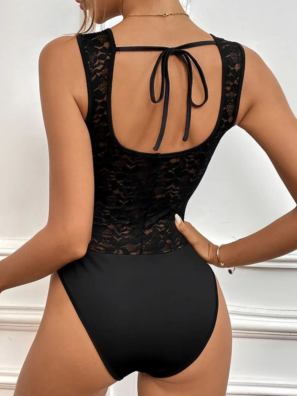 Tied Open Back Sleeveless Bodysuit - Trendsi - Flyclothing LLC