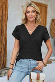 V-Neck Petal Sleeve T-Shirt - Trendsi - Flyclothing LLC