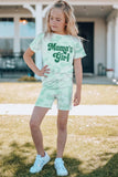 Girls Printed Letter Graphic Lounge Set - Trendsi