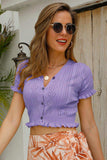 Buttoned Frill Hem Cropped Knit Top - Trendsi - Flyclothing LLC