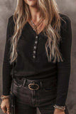 V-Neck Half Button long Sleeve T-Shirt - Trendsi - Flyclothing LLC