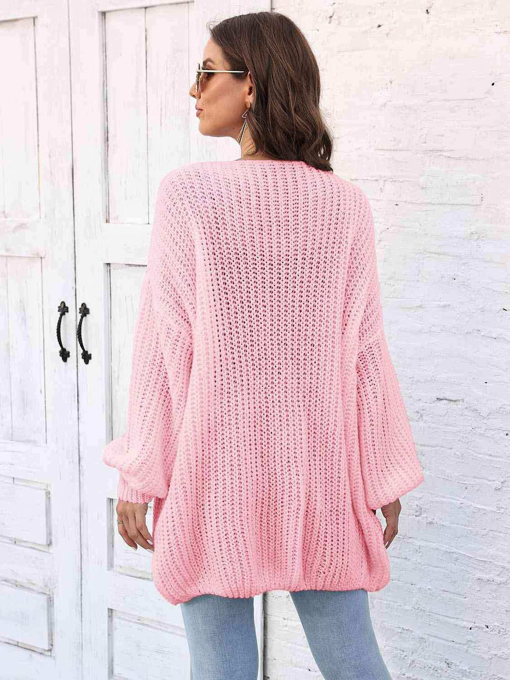 Open Front Dropped Shoulder Longline Cardigan - Trendsi - Flyclothing LLC