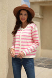 Striped Round Neck Button-Down Dropped Shoulder Cardigan - Trendsi - Flyclothing LLC