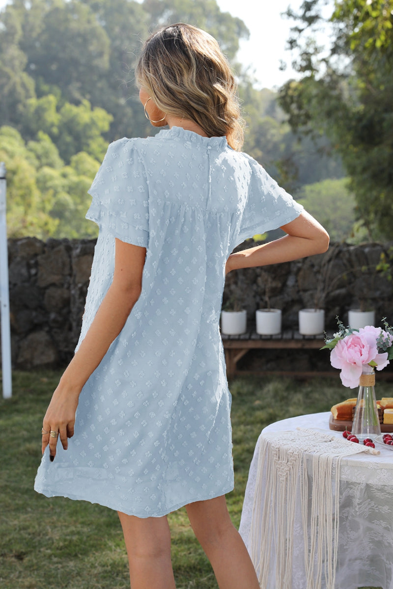 Swiss Dot Round Neck Flutter Sleeve Dress – Flyclothing LLC