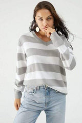 Leopard V-Neck Long Sleeve Sweater - Trendsi - Flyclothing LLC