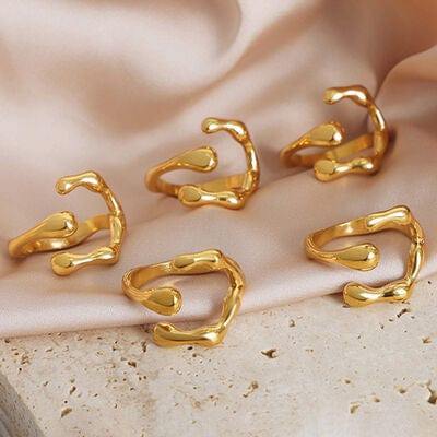 18K Gold-Plated Irregular Open Ring - Trendsi