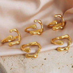 18K Gold-Plated Irregular Open Ring - Trendsi