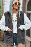 Sleeveless Denim Top with A Detachable Hood - Trendsi - Flyclothing LLC