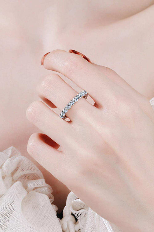 2.2 Carat Moissanite Rhodium-Plated Ring - Trendsi - Flyclothing LLC