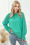 Round Neck Flounce Sleeve Blouse - Trendsi - Flyclothing LLC