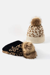 Leopard Pom-Pom Cuffed Beanie - Trendsi - Flyclothing LLC