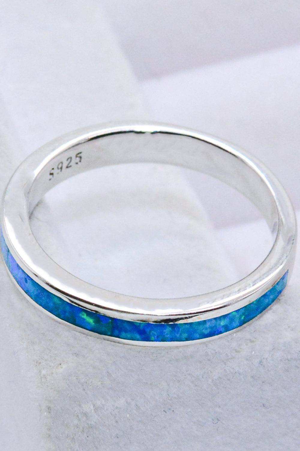 925 Sterling Silver Opal Ring in Sky Blue - Trendsi - Flyclothing LLC