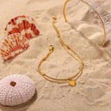 Heart Shape Double-Layered Anklet - Trendsi
