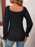 Tie Front V-Neck Puff Sleeve Blouse - Trendsi - Flyclothing LLC