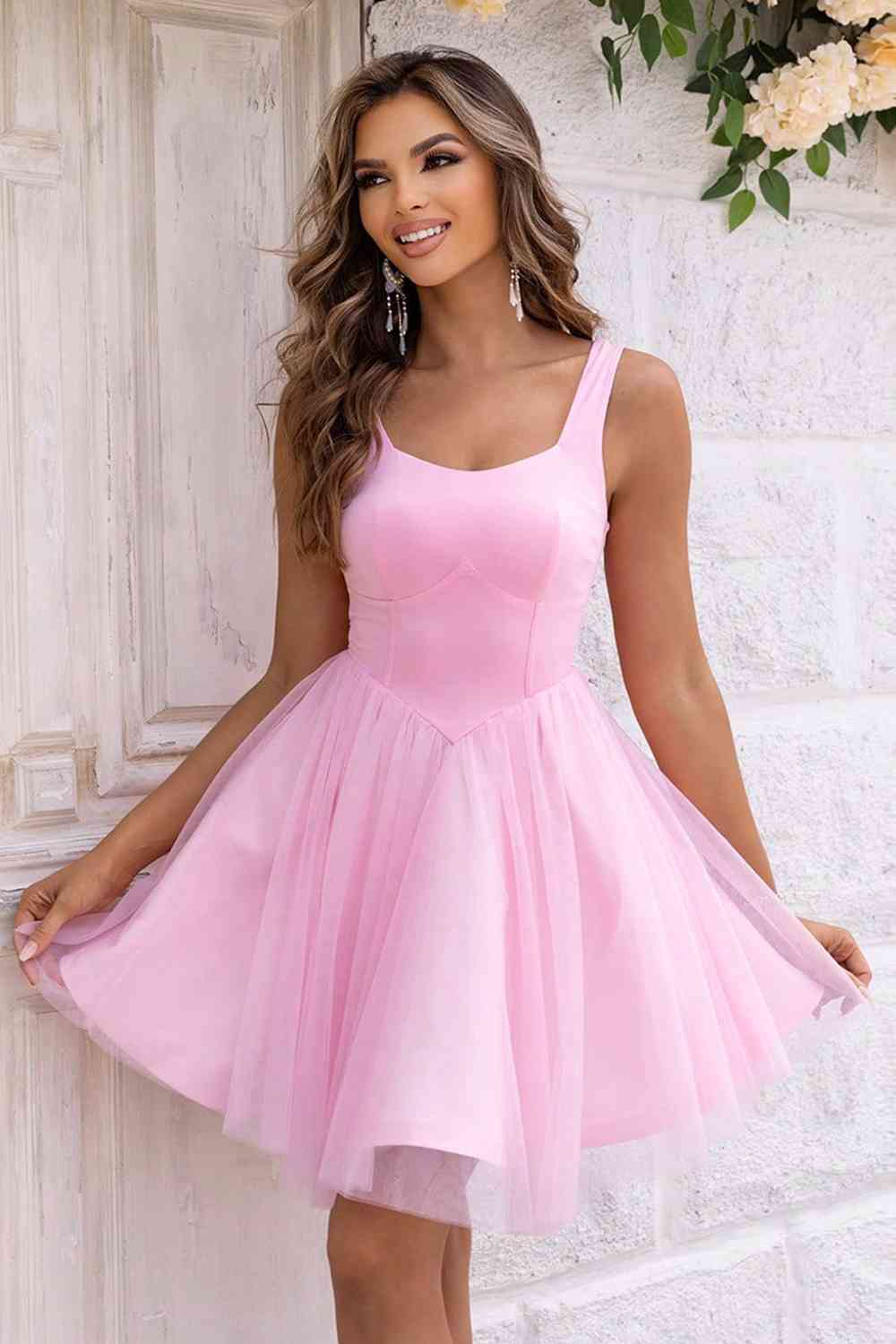 Wide Strap Mesh Dress - Trendsi - Flyclothing LLC