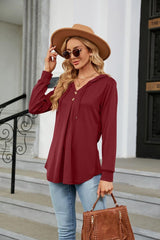 Long Sleeve Hooded Blouse - Trendsi