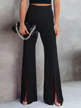 Front Slit Flare Leg Pants - Trendsi - Flyclothing LLC