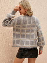 Open Front Plaid Long Sleeve Cardigan - Trendsi - Flyclothing LLC