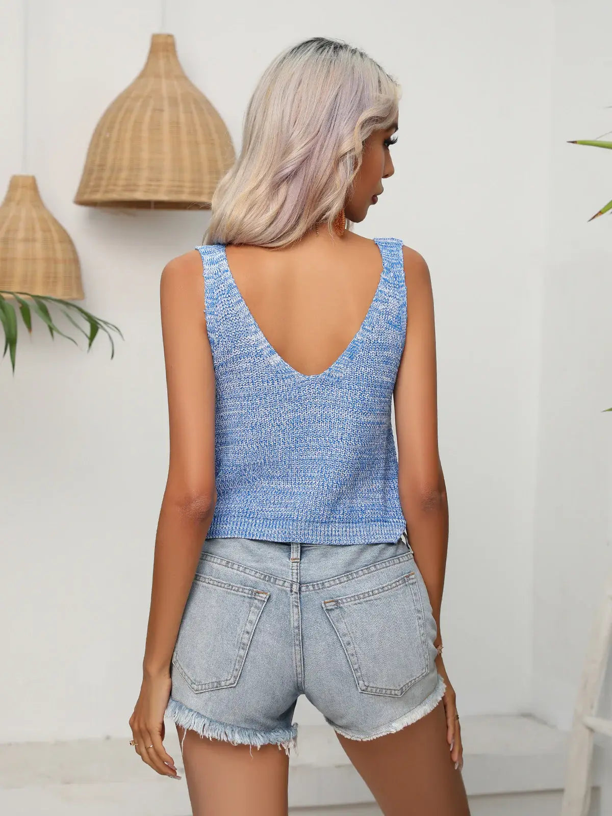 Twisted V-Neck Knit Tank - Trendsi - Flyclothing LLC