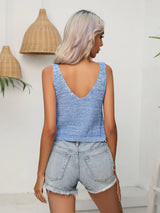 Twisted V-Neck Knit Tank - Trendsi - Flyclothing LLC
