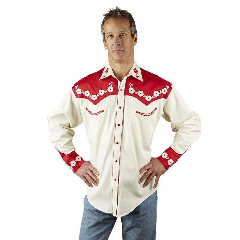 Men's 2-Tone Elvis Loving You Floral Embroidery Western Shirt - Rockmount Clothing - Flyclothing LLC