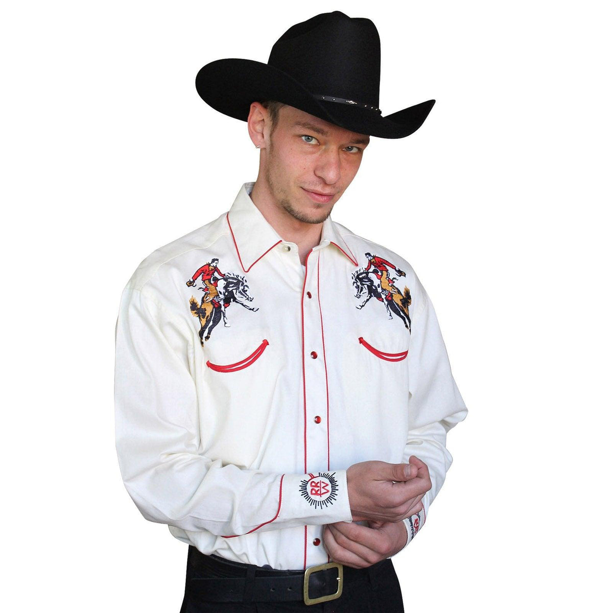 Rockmount Ranch Wear Mens Vintage Bronc Embroidered Western Shirt - Flyclothing LLC