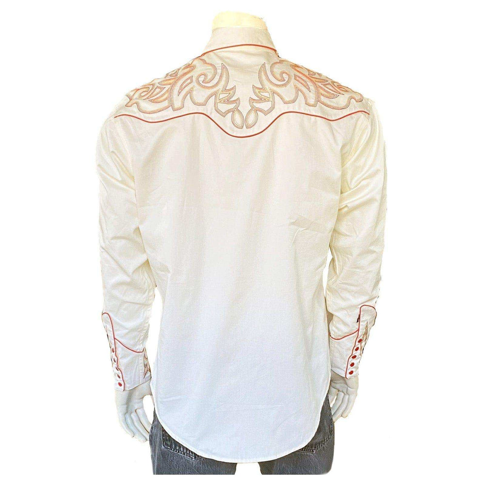 Rockmount Clothing Men's Boot Top Embroidered Western Shirt in Ivory - Rockmount Clothing - Flyclothing LLC