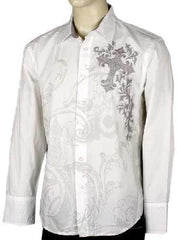 Rebel Spirit Rhinestone Cross Shirt (White) - Flyclothing LLC