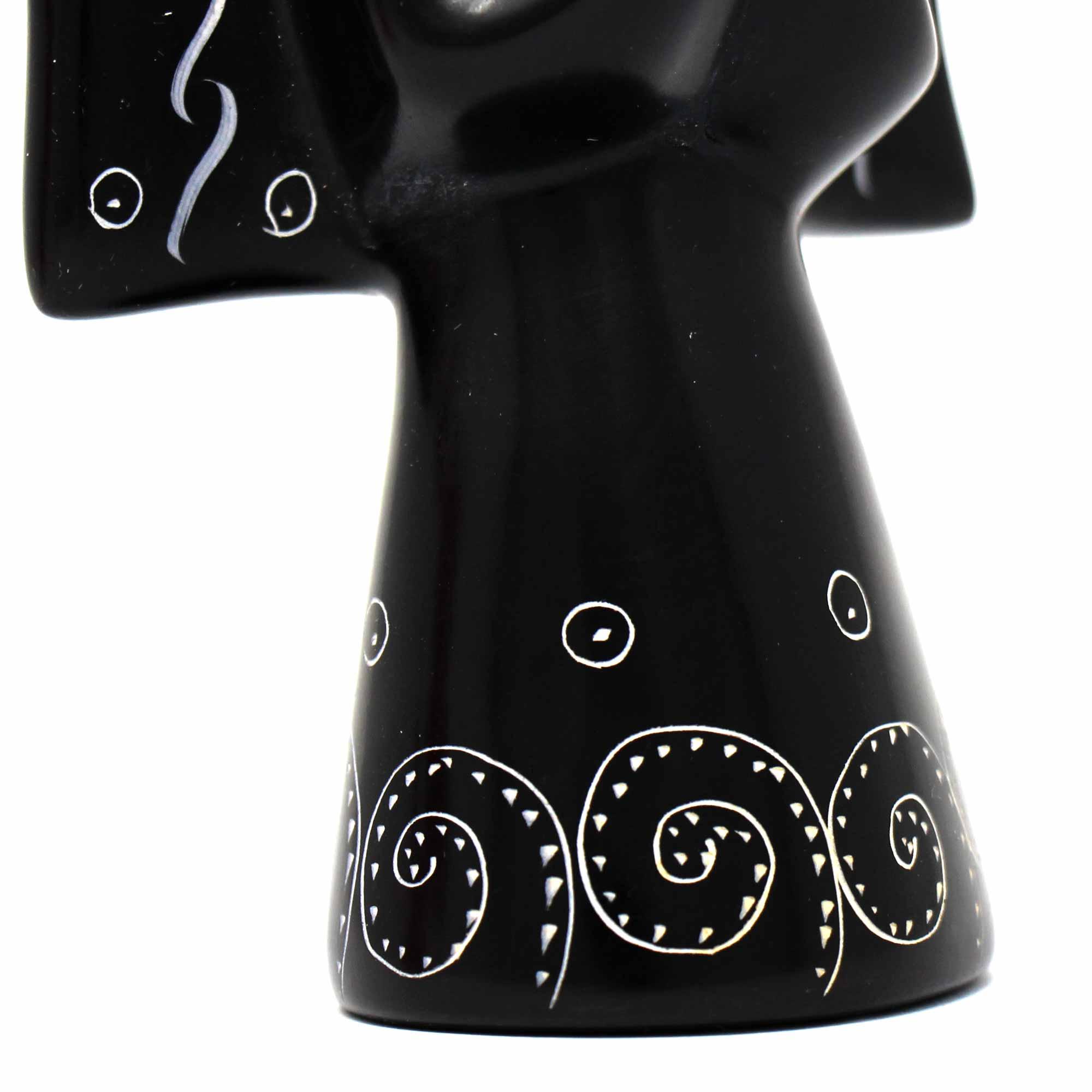 Soapstone Angel Sculpture - Black Finish with Etch Design - Flyclothing LLC