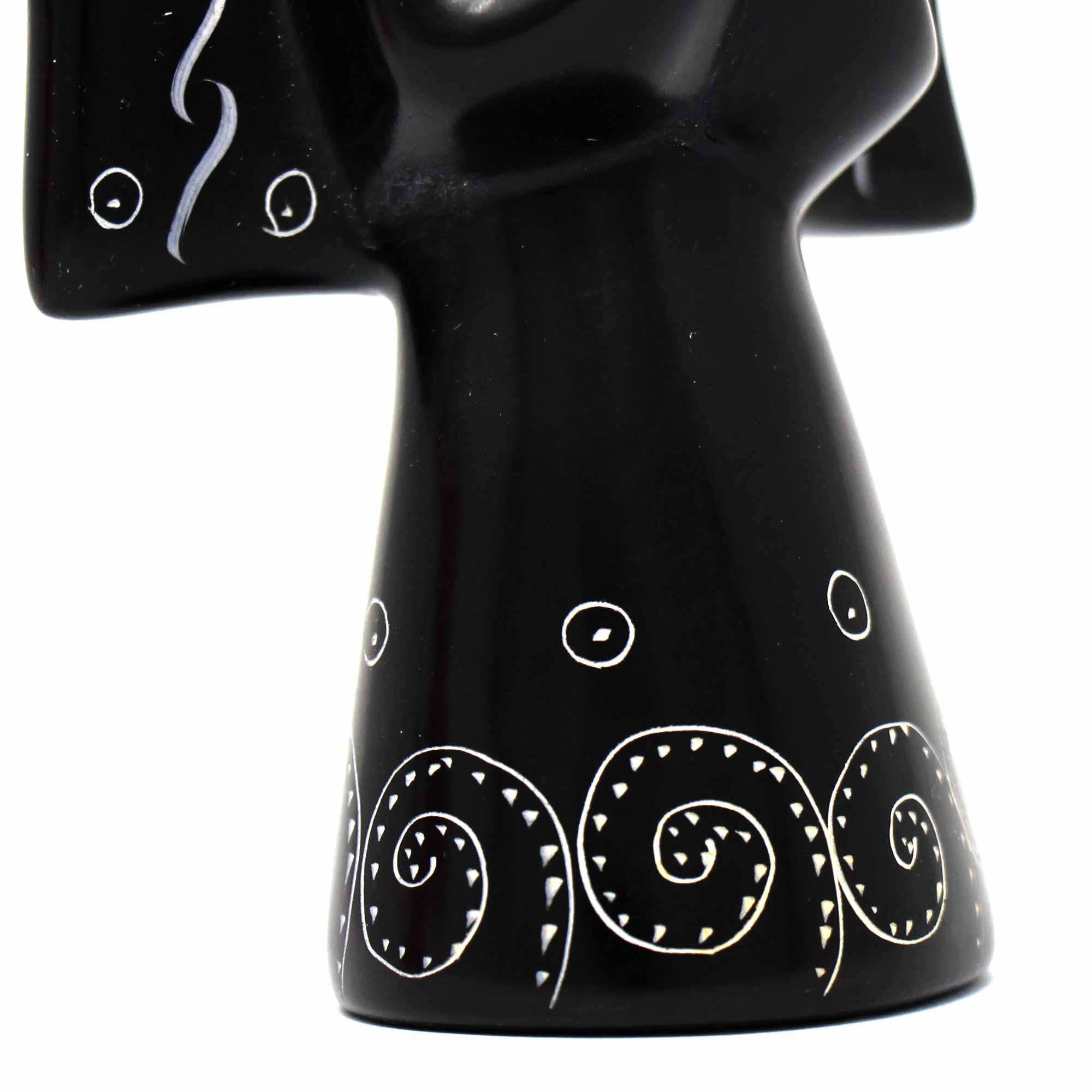 Soapstone Angel Sculpture - Black Finish with Etch Design - SMOLArt - Flyclothing LLC