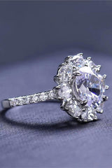 2 Carat Moissanite Floral 925 Sterling Silver Ring - Trendsi