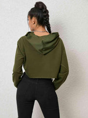 Cutout Long Sleeve Hoodie - Trendsi