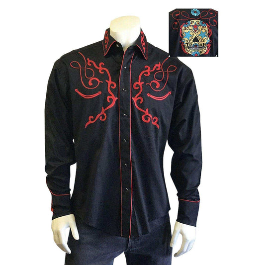 Men's Sugar Skulls Vintage Embroidered Western Shirt - Rockmount Clothing - Flyclothing LLC