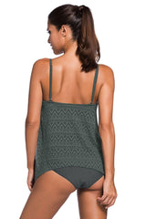 Full Size Spaghetti Strap Scoop Neck Tankini Set - Trendsi