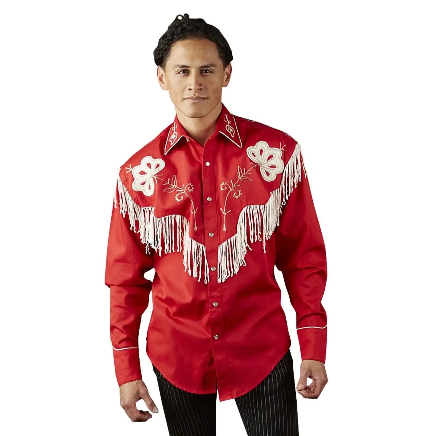 Rockmount Ranch Wear Mens Red Vintage Fringe Embroidered Western Shirt - Rockmount Clothing - Flyclothing LLC