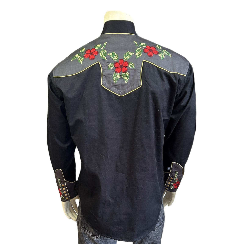 Rockmount Clothing Men's Floral 2-Tone Black & Grey Embroidered Western Shirt - Rockmount Clothing - Flyclothing LLC