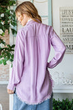 Veveret Raw Hem Button Up Long Sleeve Shirt - Flyclothing LLC