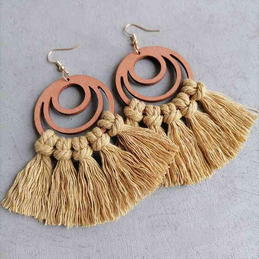 Tassel Detail Geometric Earrings - Flyclothing LLC