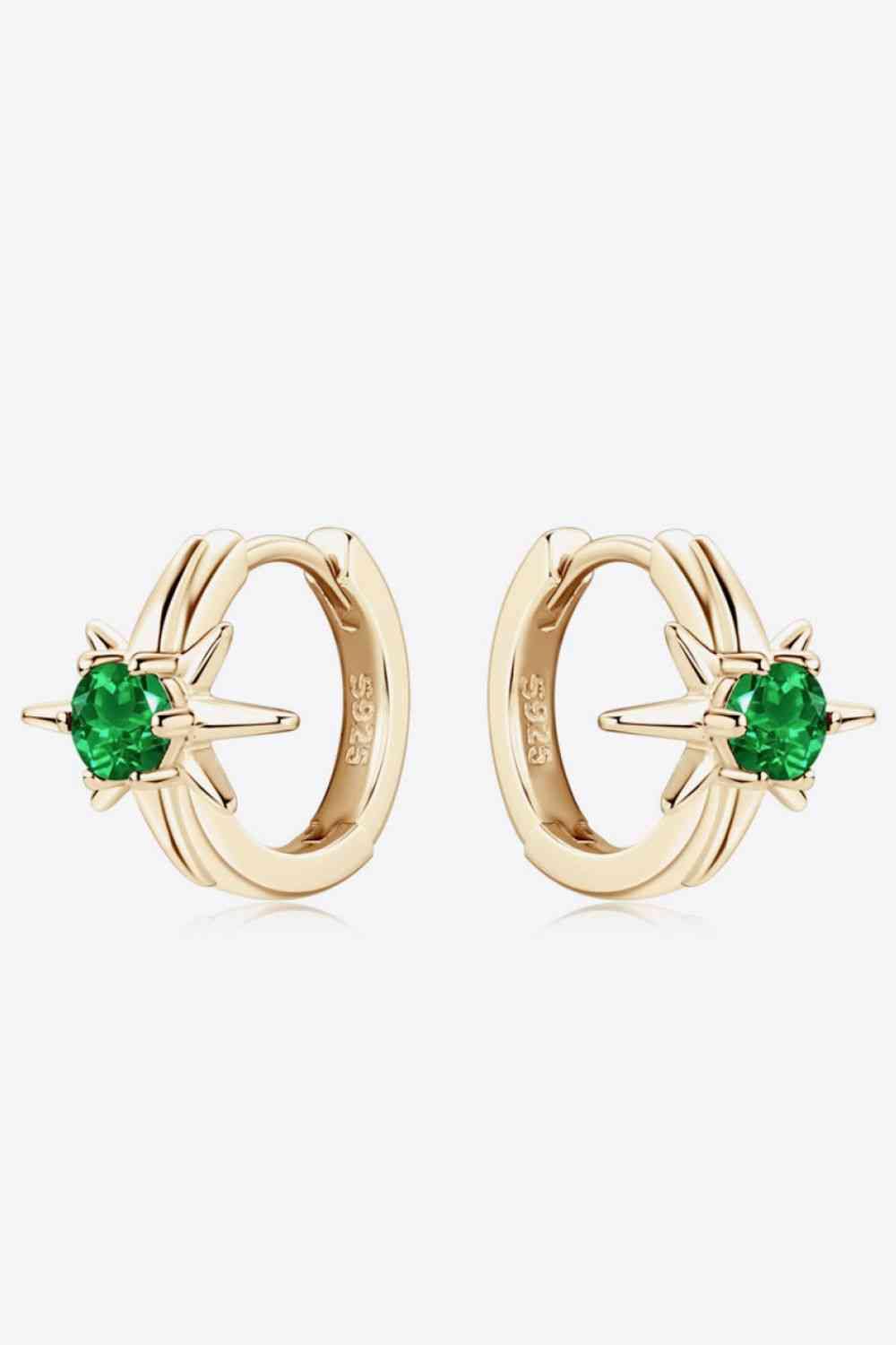 Lab-Grown Emerald Huggie Earrings - Trendsi