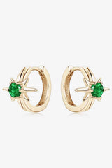 Lab-Grown Emerald Huggie Earrings - Trendsi