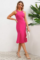 Wide Strap Wrap Fishtail Dress - Flyclothing LLC