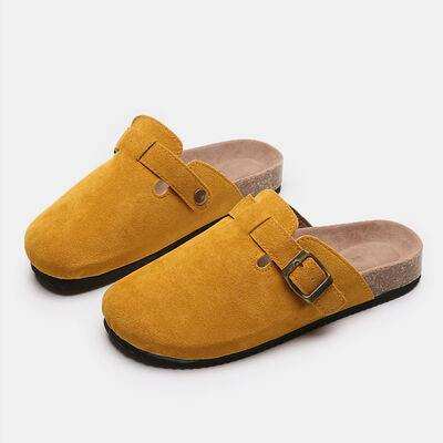 Suede Closed Toe Buckle Slide - Trendsi - Flyclothing LLC
