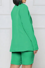 Long Sleeve Blazer and Shorts Set - Trendsi - Flyclothing LLC