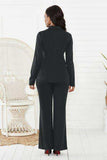 Lapel Collar Long Sleeve Blazer and Pants Set - Trendsi - Flyclothing LLC