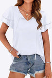 Tie-Neck Layered Flutter Sleeve Blouse - Trendsi - Flyclothing LLC
