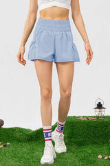 Elastic Waist Pocketed Active Shorts - Trendsi