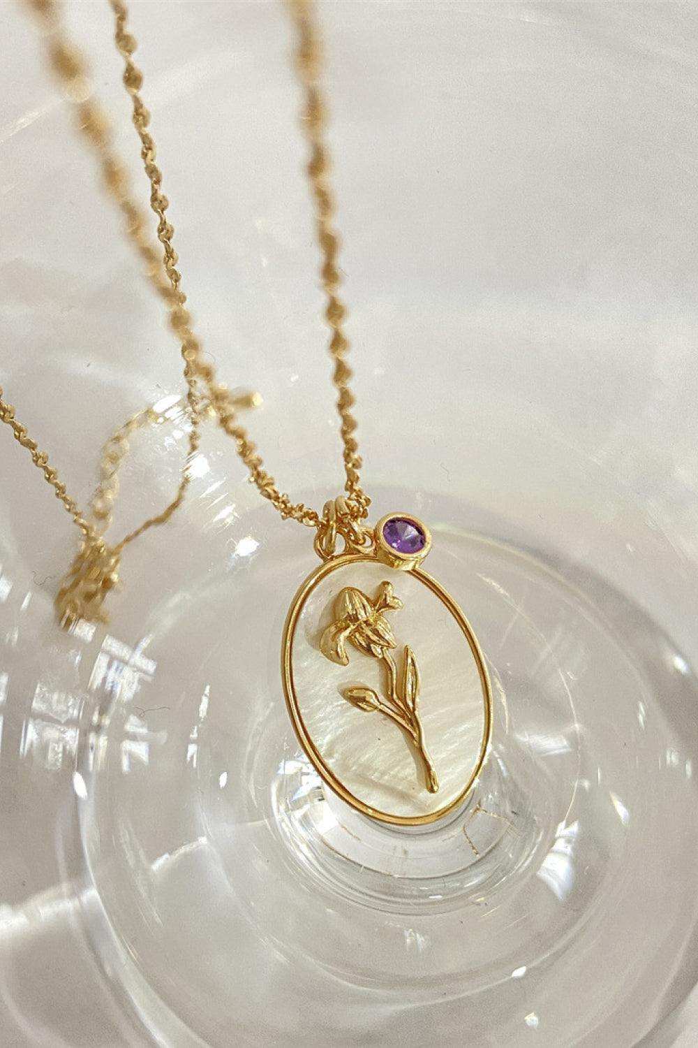 Flower Shell Pendant Copper Necklace - Trendsi - Flyclothing LLC