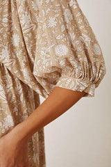 Floral Tie Neck Ruched Babydoll Dress - Trendsi - Flyclothing LLC