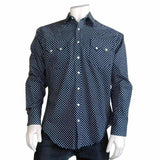 Men's American Stars Print Western Shirt in Navy - Rockmount Clothing - Flyclothing LLC