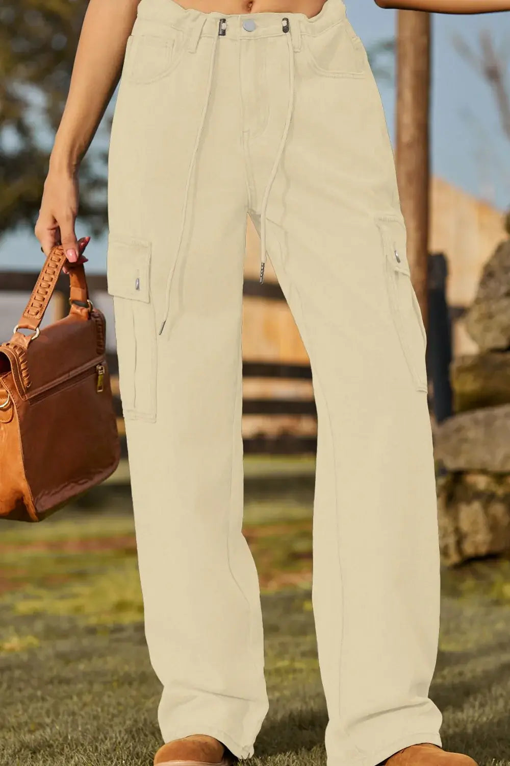 Loose Fit Drawstring Jeans with Pocket - Trendsi - Flyclothing LLC